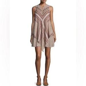 Womens Derek Lam 10 Crosby Handkerchief Selwyn Lace Up Top Silk Printed Size S